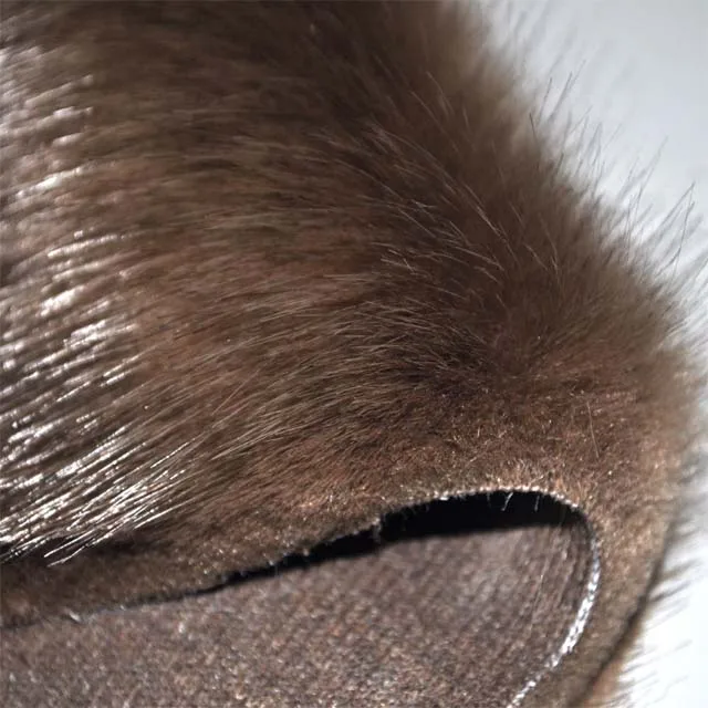 Лидер продаж, лисий мех 1,55 м, разрезаемый кончик меха кофейного цвета 1350 г/м, черный длинный ворс, индивидуальный искусственный мех для пальто/одежды