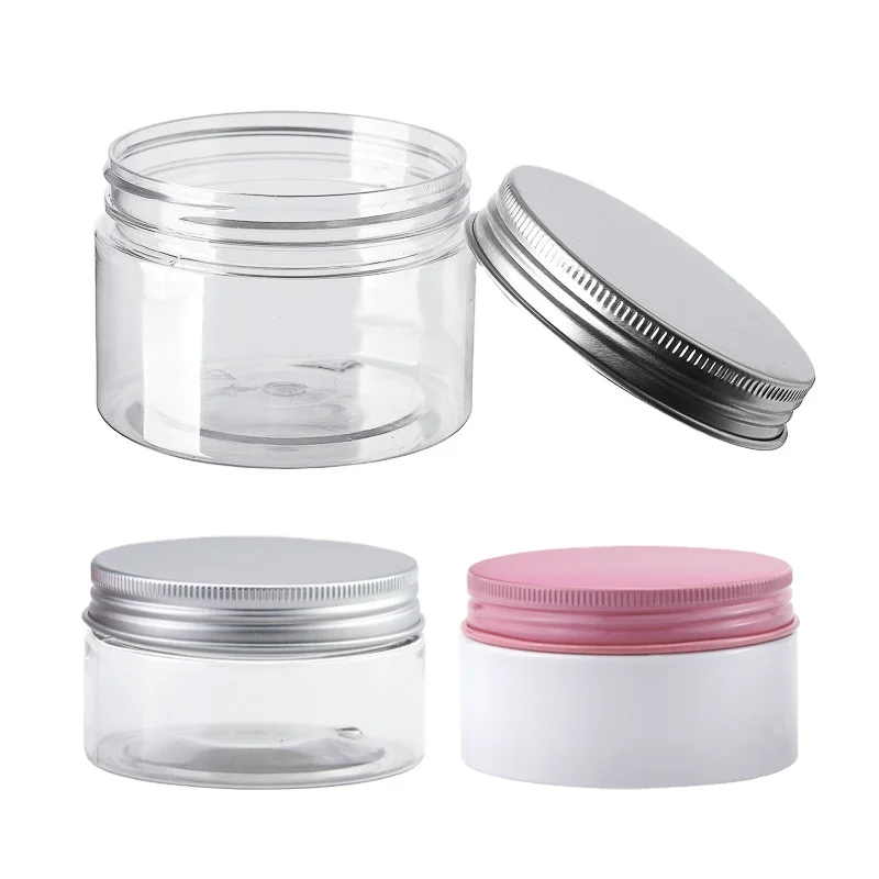 Custom Clear Pink Empty 50g 80g 100g 250g 4Oz Wide PET Plastic Honey Container lids Packaging Skin Care Face Cream Cosmetic Jar