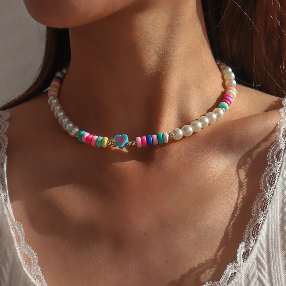 Bohemian Ethnic Necklace Pearl Beaded Colorful Necklace Leisure Vacation Jewelry Recommended