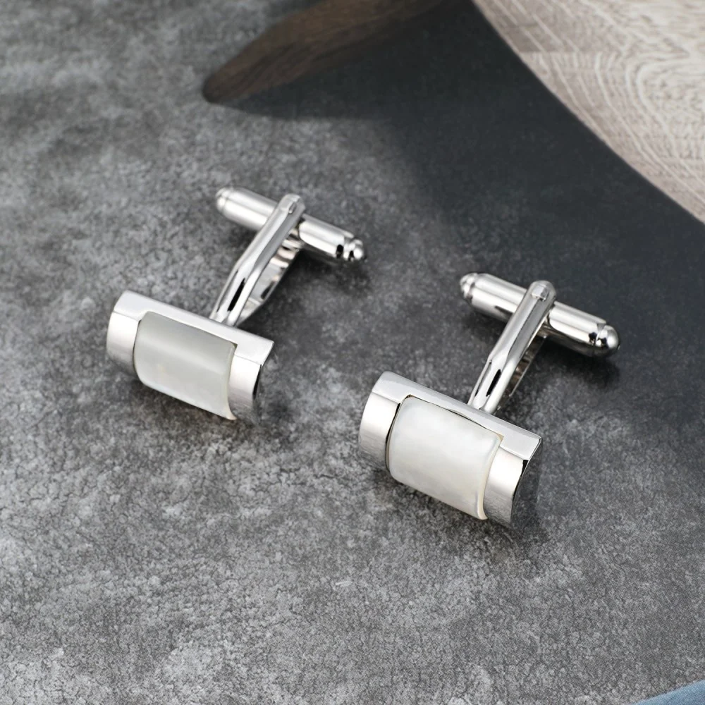 OB Mens Jewelry Retails Steel Color Cuff Links Mother Of Pearl Shell Cufflinks Jewelry For Shop