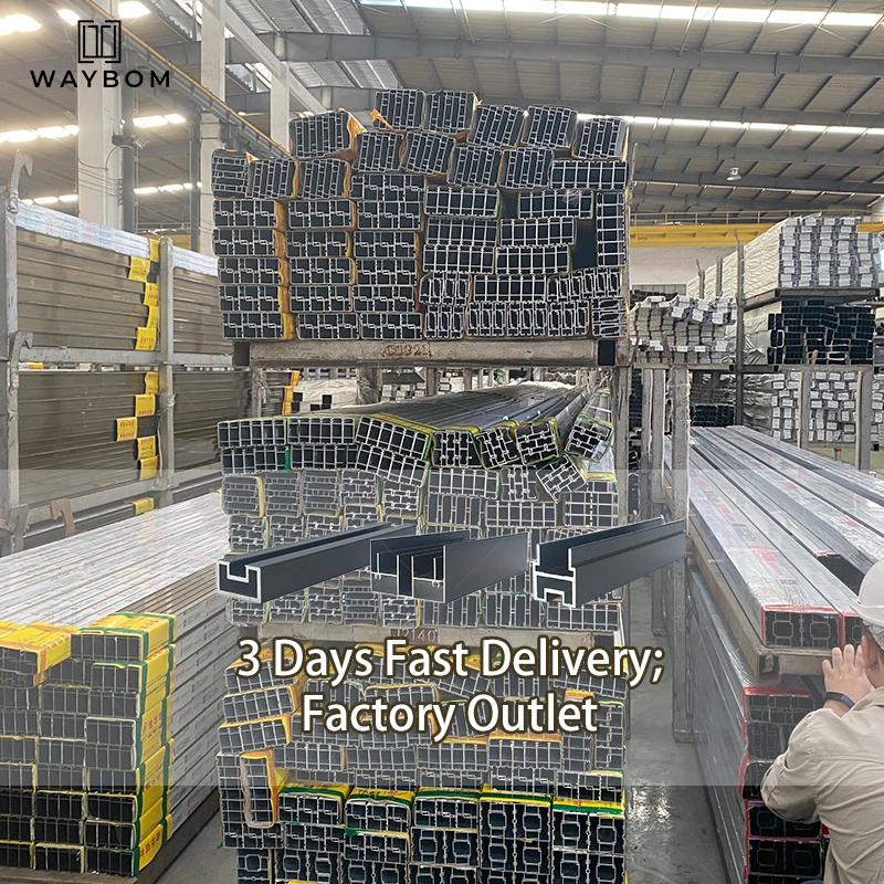 Waybom luxury aluminum four glass door frame metal wardrobe sliding 2 door style B door profiles home minimalist design