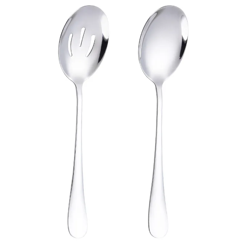 Luxury large kitchen skimmer cooking tool utensils metal big sauce curry salad buffet slotted serving spoon