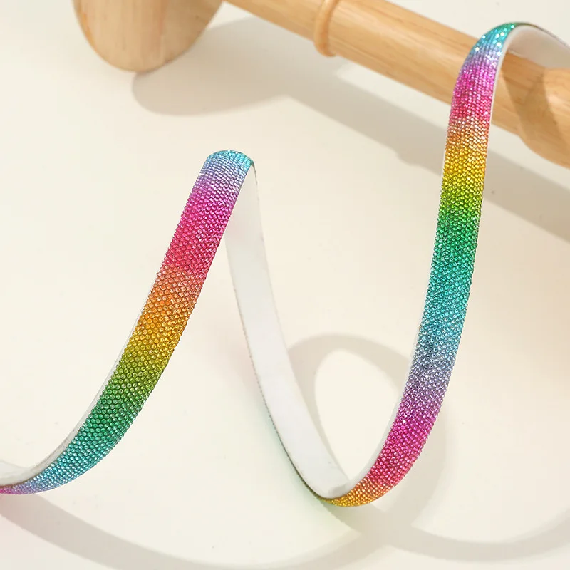 Colorful 11 Rows 15mm Hotfix Strip rhinestone Rope For Full Crystal Cotton Shoe Upper Bag Trimming Diamond Strass Rope