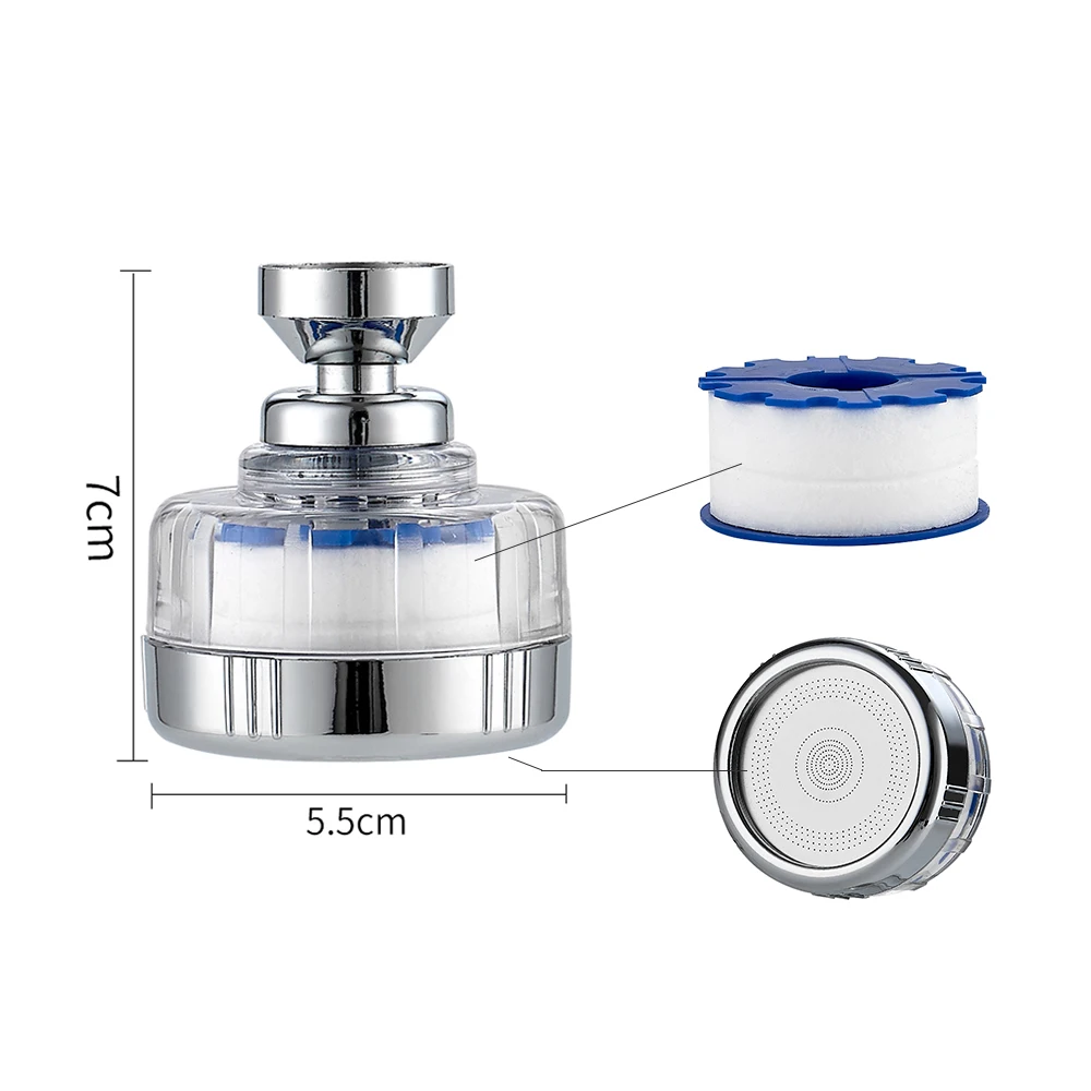 Hot online selling 360 rotate high water pressure PP cotton filter kitchen faucet head sprayer