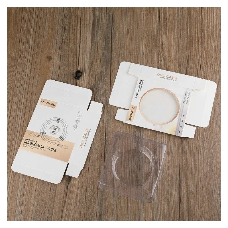 Recycled  Data Cables Paper Box Consumer Electronics Packaging with Clear PVC Window