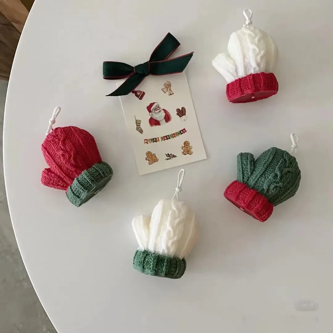 Ins Christmas custom colors knitted glove scented candle