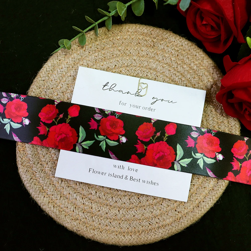 Hot Sale 1.5 inch Double Face Heat Transfer Flower Polyester Satin Ribbon 100 Yards