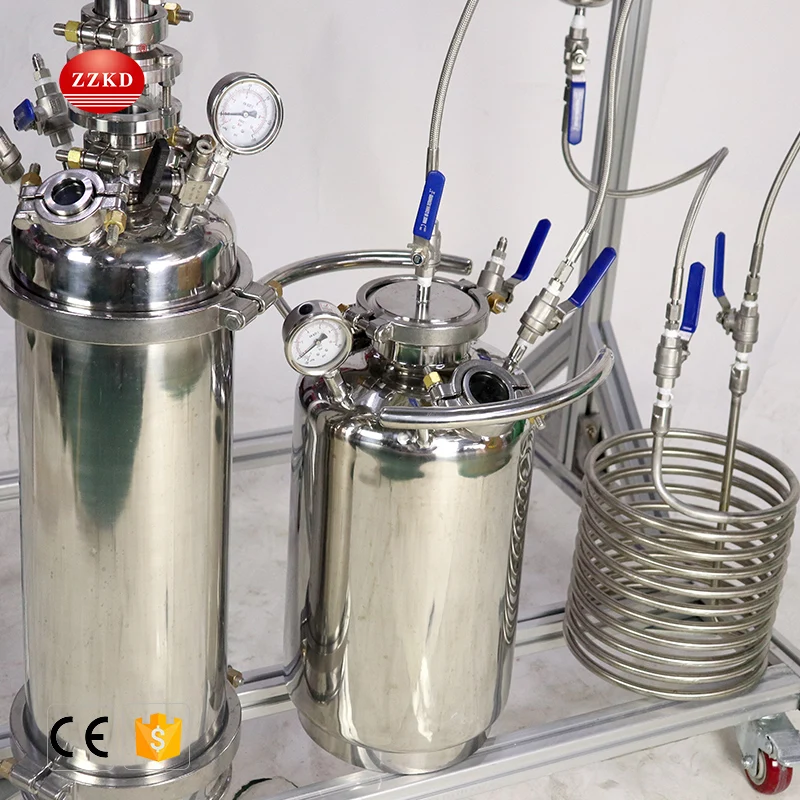 2lb stainless steel dewaxing column bho closed loop extractor with recovery tank butane extractor machine