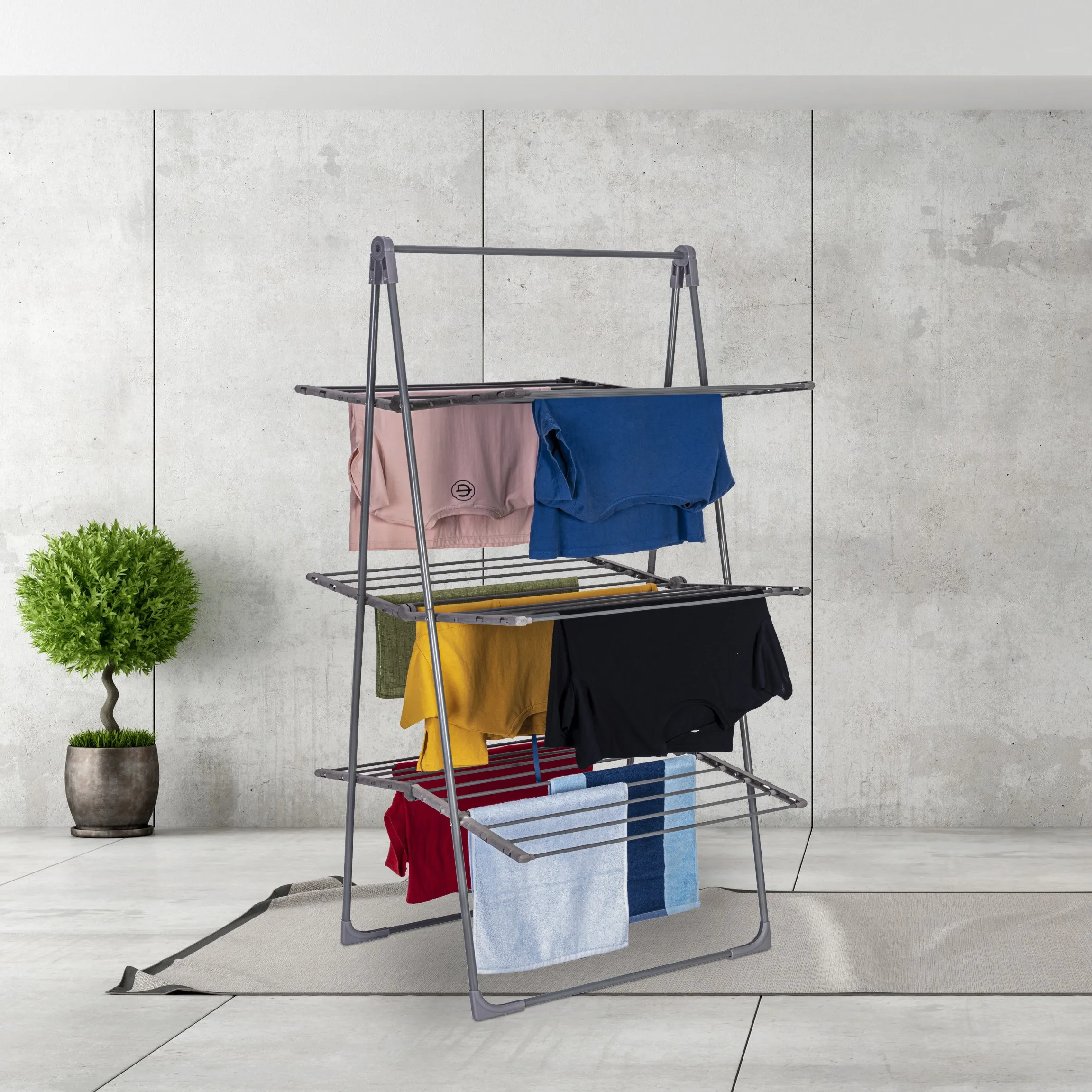 3 Tier Folding Cloth Drying Rack With Shelves Dryer For Clothes Hanging Cloth Rack