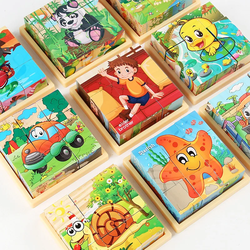 9 Pcs Building Blocks 3D Puzzle Kindergarten Puzzle Preschool Age Early Education Montessori Toys Children Wooden Toys