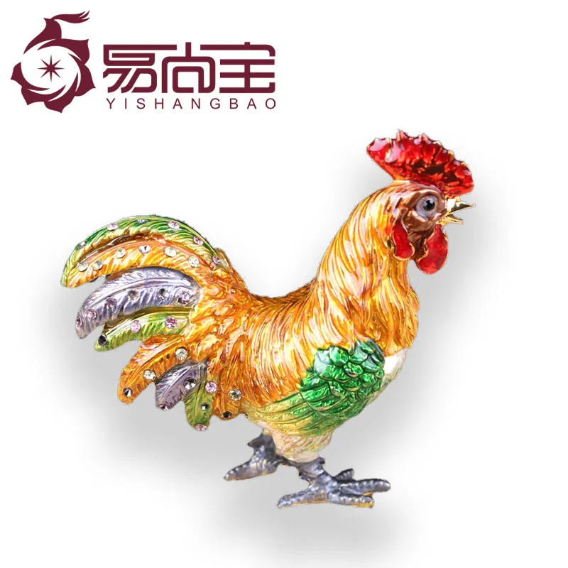 yi shang bao Handmade Home Jewelry Box Exquisite Rooster Jewelry Box Rooster Collectible Decoration