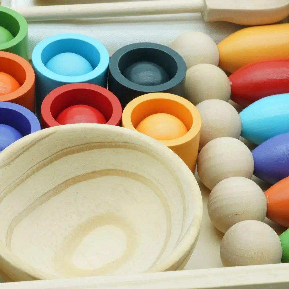 Baby Fisher Price Interactive Baby And Toddler Toy Peg Doll Balls In Cups Montessori Toy Wooden Sorter Game Educational toi