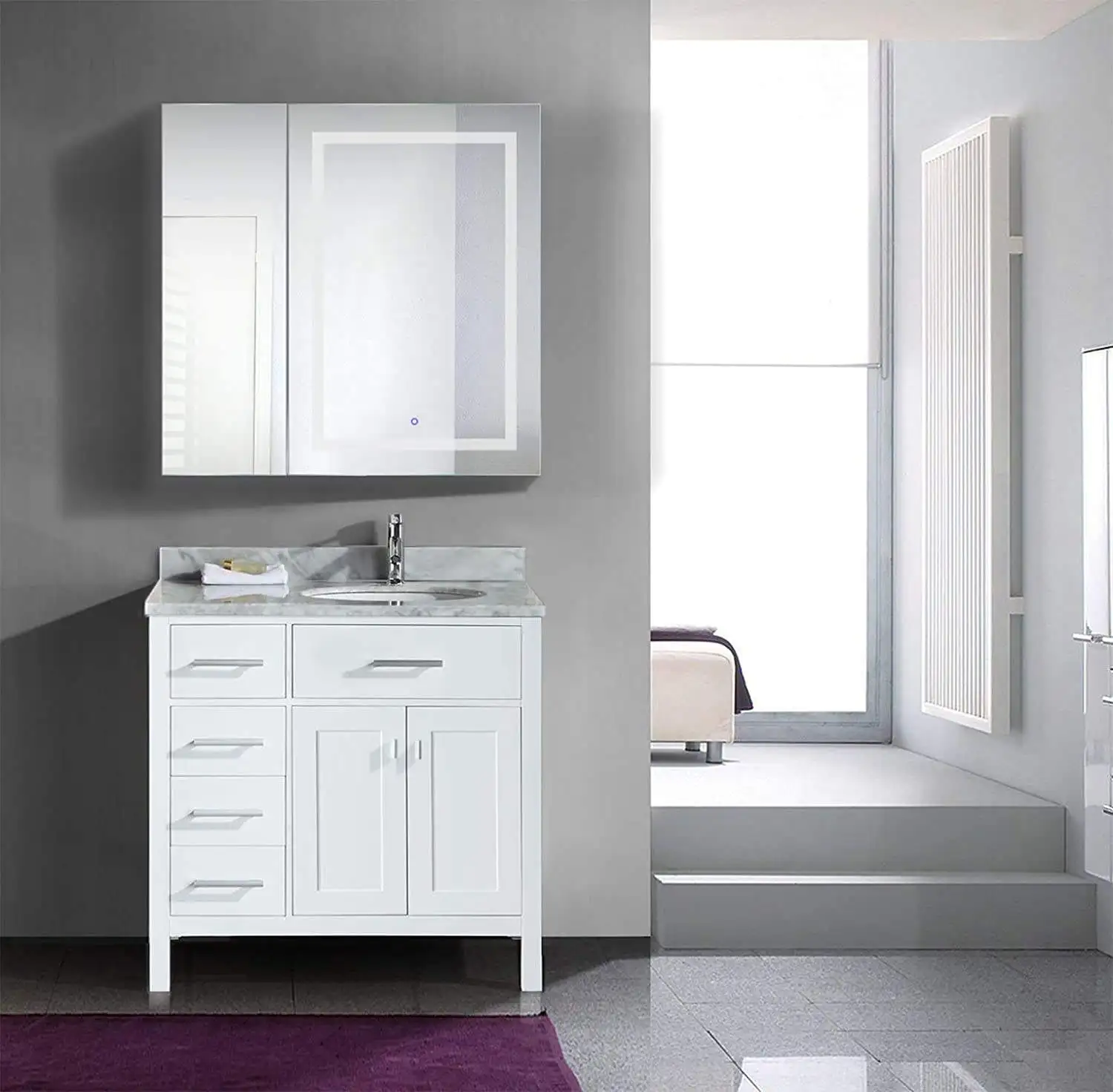 Fancy Wall Hotel Cheap Used Bathroom Vanity Mirror Cabinets Furniture With Sinks And Mirror Vanity Cabinet With LED Mirror