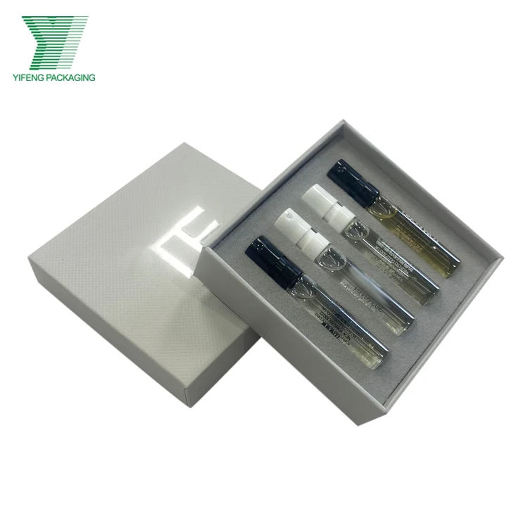 Empty custom fragrance discovery kit perfume sample box for 2ml 5ml atomizer perfume dropper bottles