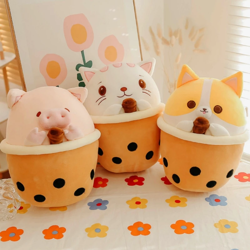 Милый мягкий Boba молочный чай кошка свинка собака мягкие животные на день рождения украшения Детские подарки плюшевые игрушки Plllow