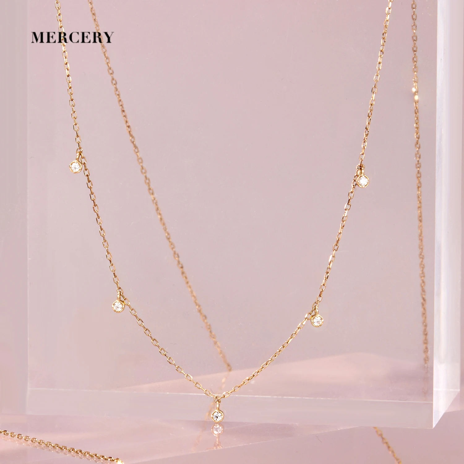 Mercery Design 14K Solid Gold Necklace Fashion Jewelry with Diamond Charm Wholesale Manufacture of Chains 18K Gold Jewelri