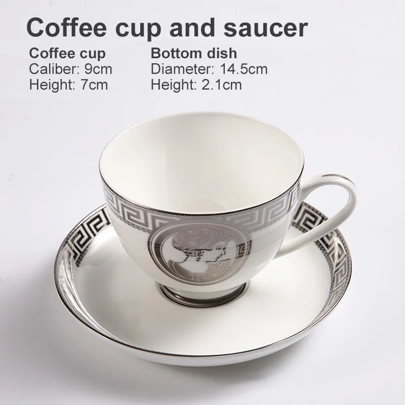 MC оптовая продажа столовая посуда с серебряным ободком для ресторана серые фарфоровые обеденные наборы набор чая и кофе