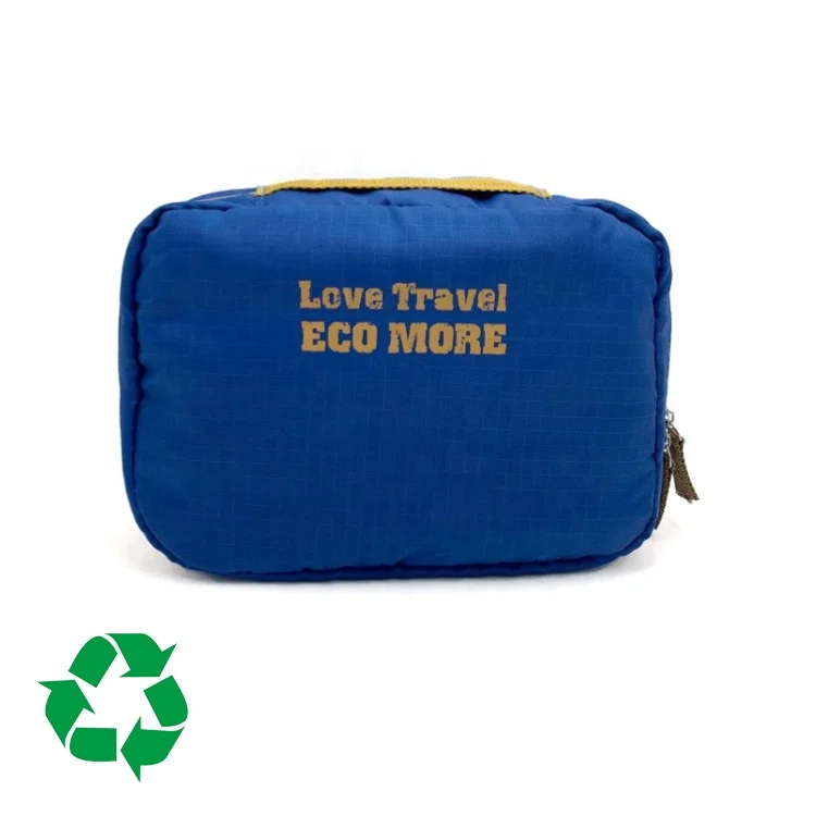 Eco Friendly Material Recycled PET Rpet Travel Toiletry Bag Sustainable RPET Fabric Mens Wash Bag