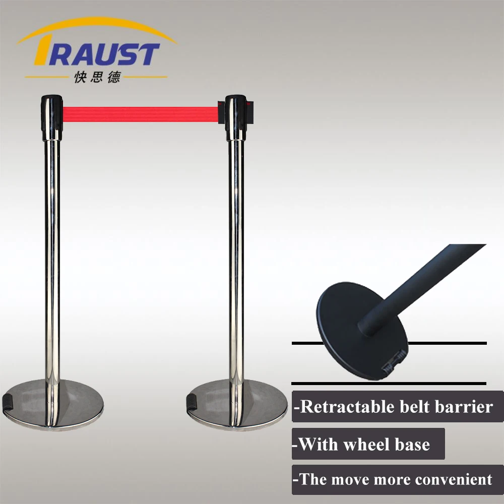 Traust museum station theater custom line stainless steel q manager queue stand barrier post stanchions rope product for sale