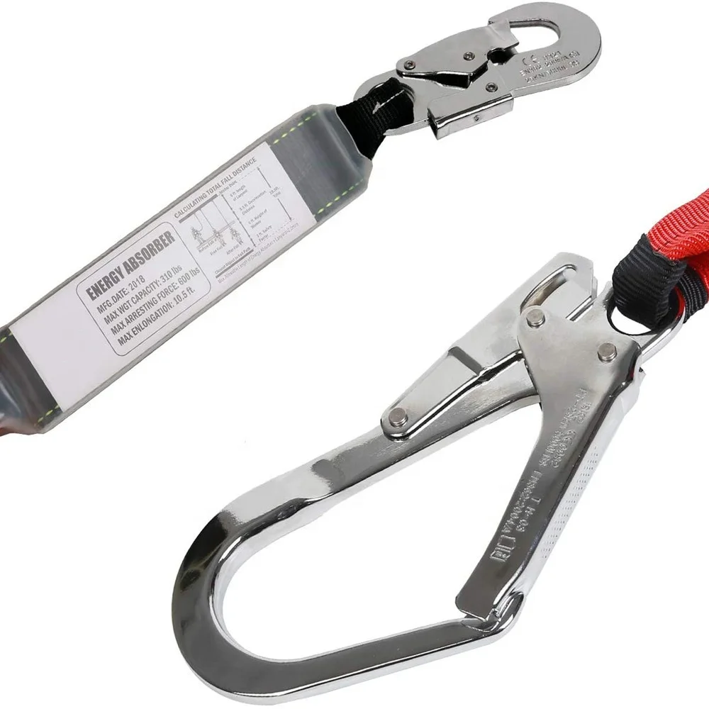 Single Leg Stretch Lanyard Fall Arrest Safety Harness Shock Resistant lanyard with energy absorption