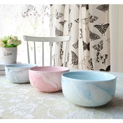 WKTB009 Special design korean marble porcelain bowl ceramic cereal rice bowl set bowl