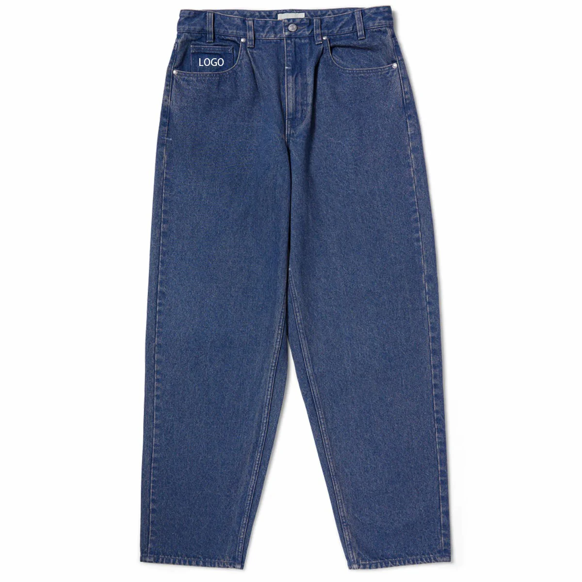 Custom Blue Boys Wide Leg Pants Baggy Fit Stacked Denim Jeans Street Wear Casual Black Big Loose Skater Barrel Jeans for men