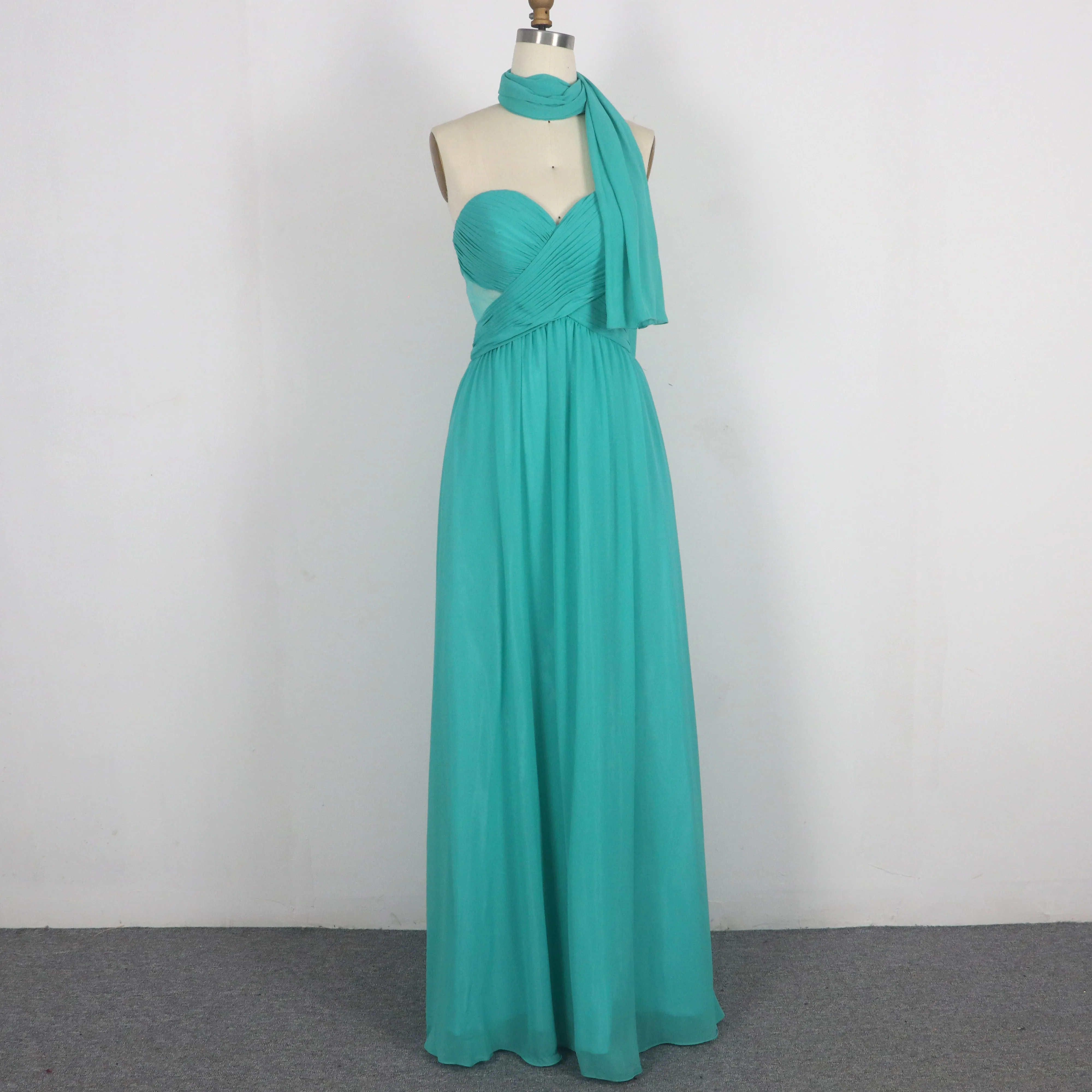 Сексуальные шифоновые длинные платья, бирюзовое платье подружки невесты с шарфом, Женская праздничная одежда