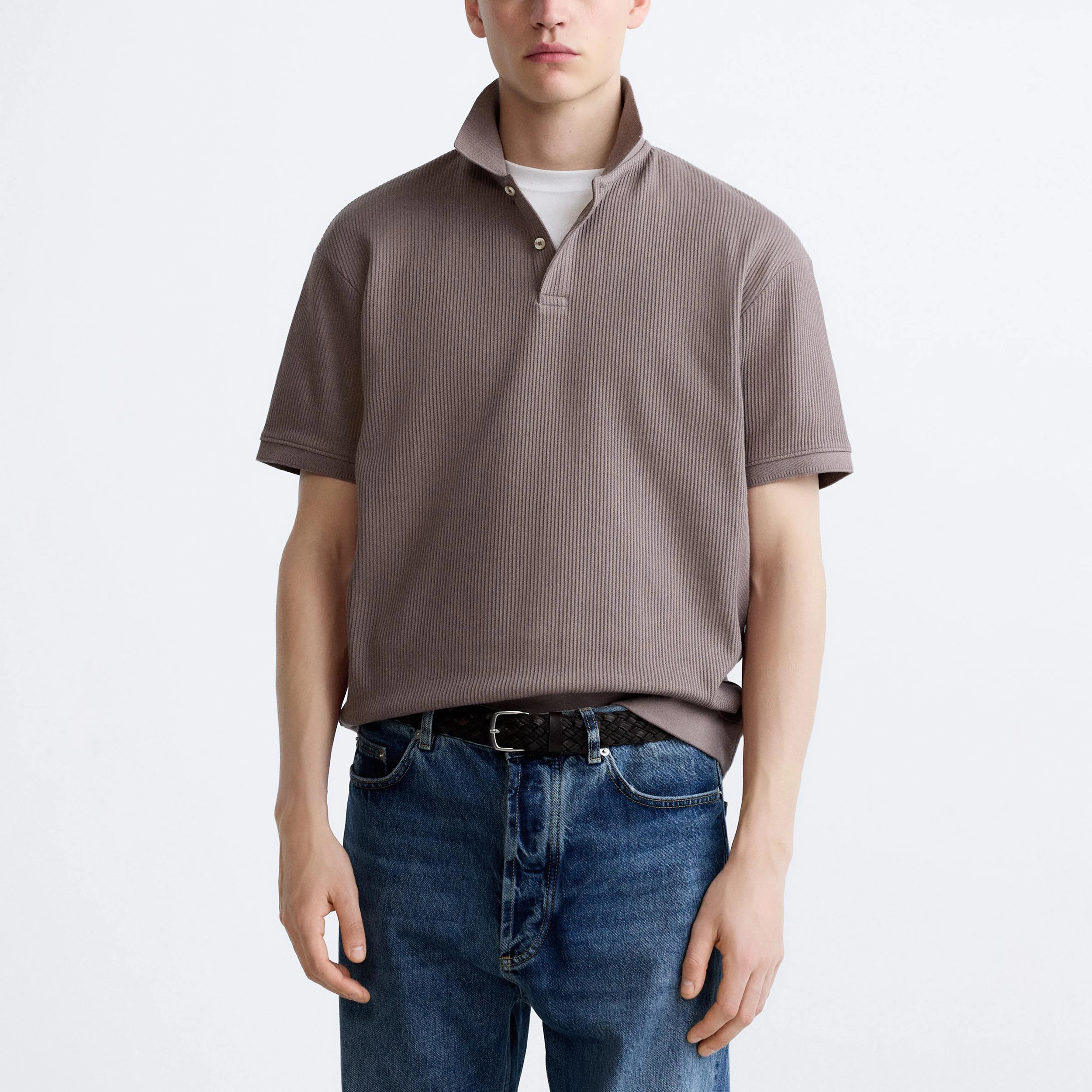 AiNear wholesale custom logo design oem & odm vintage short sleeve polo collar 260gsm male organic cotton shirt and t-shirt