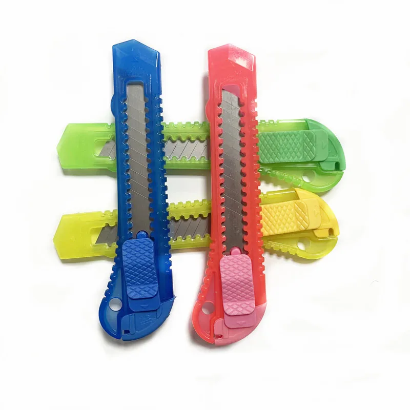 Wholesale Promotional Factory Supplies Stationery Knife Plastic Handle Sliding Retractable Utility Knife