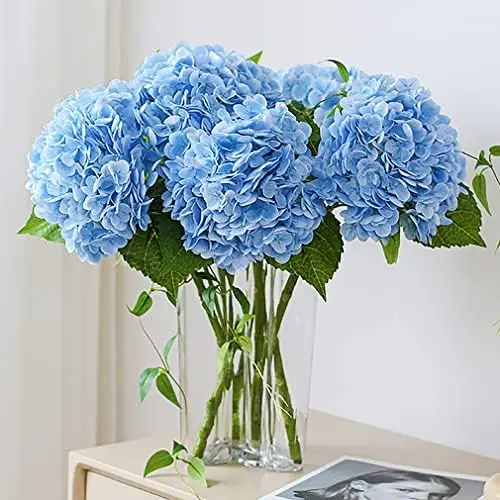 8100 Single Stem 25' Blue hydrangea Latex Wedding centerpiece Bouquets decor Real touch Hydrangea Artificial Flowers