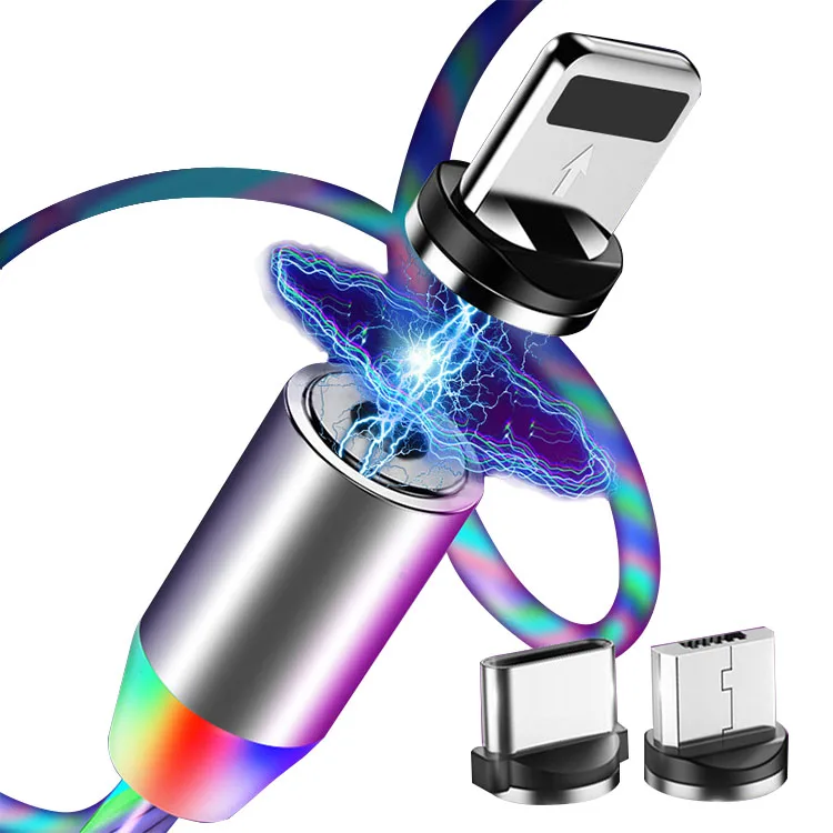 
Magnetic 3 in 1 Fast charge USB Cable Streamer Phone Accessories Lightning Charging Cable Magnet USB Cable 