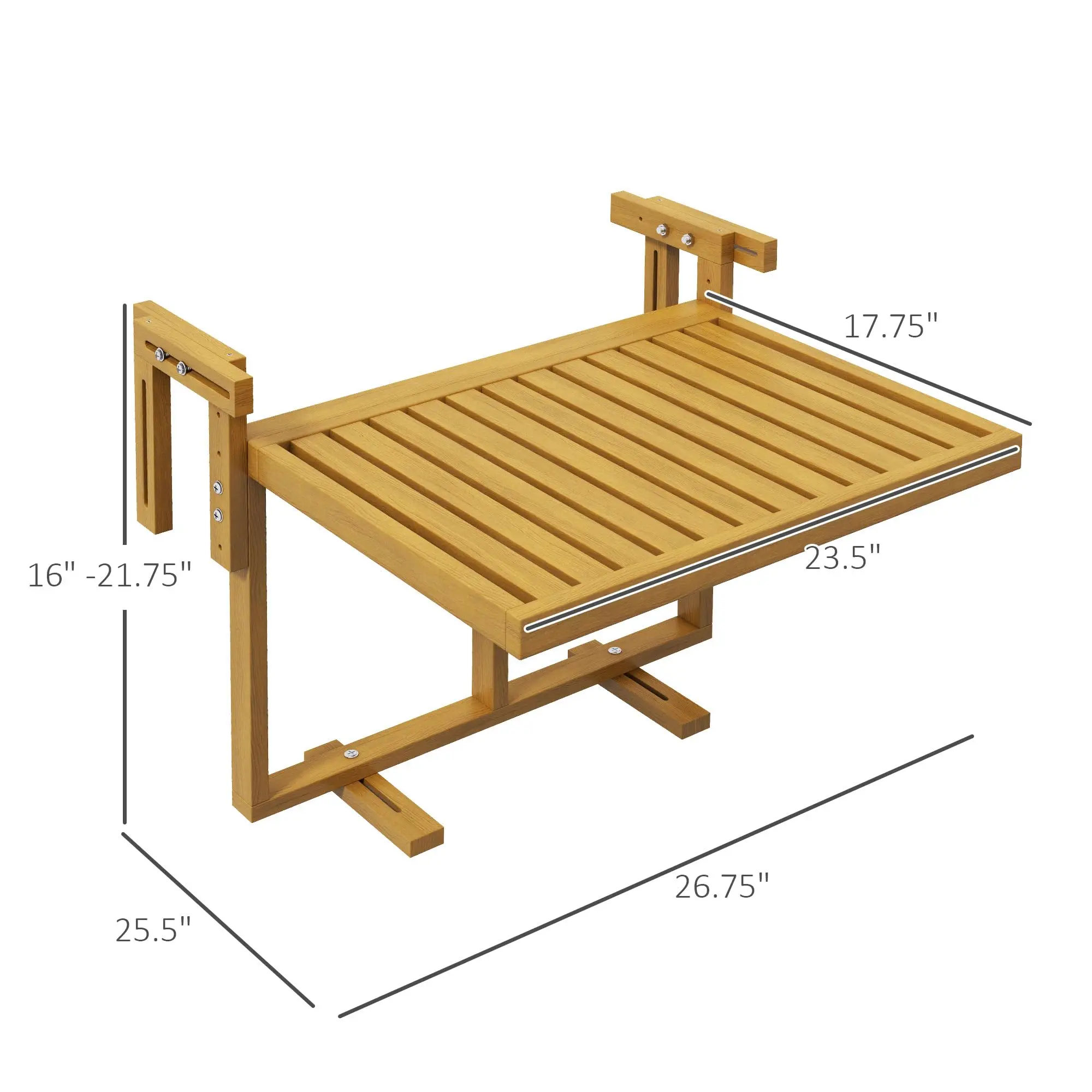 Customized Balcony Railings Desk Table Adjustable Folding Side Tables Multi-functional Outdoor Fir wood Balcony Hanging Table