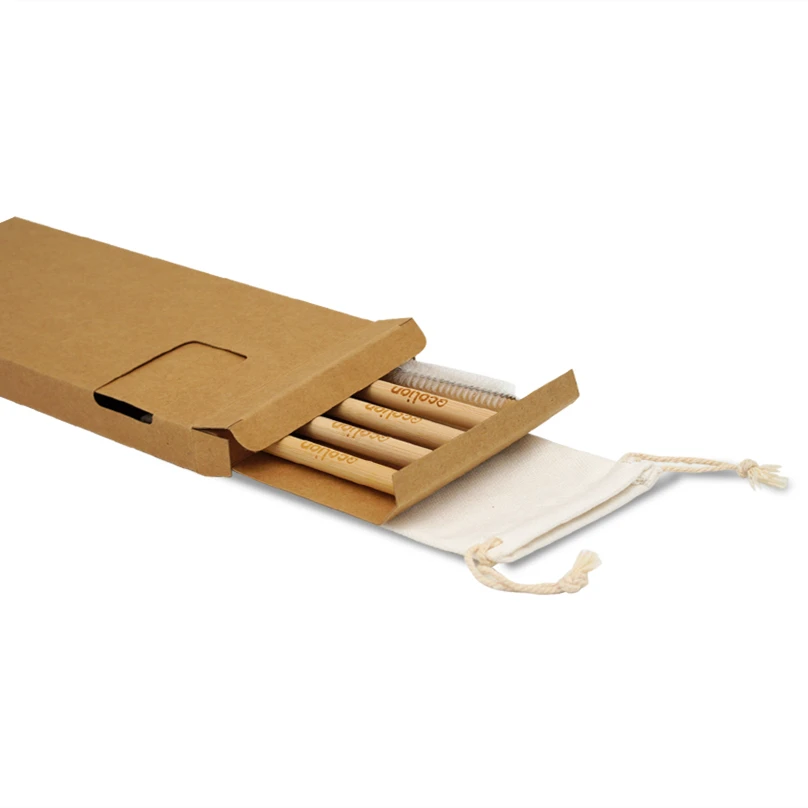 
Biodegradable compostable natural reusable drinking bamboo straw with cleaner brush 