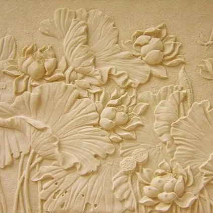 Natural Sandstone Relief Mural Hand Carved Picture Based Customization Marble Sandstone Relief