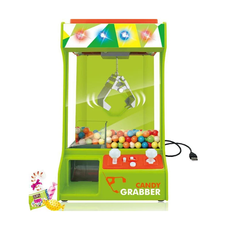 USB Charging Battery Operated Candy Grabber Desktop Doll B/O Candy Catcher Crane Machine with LED