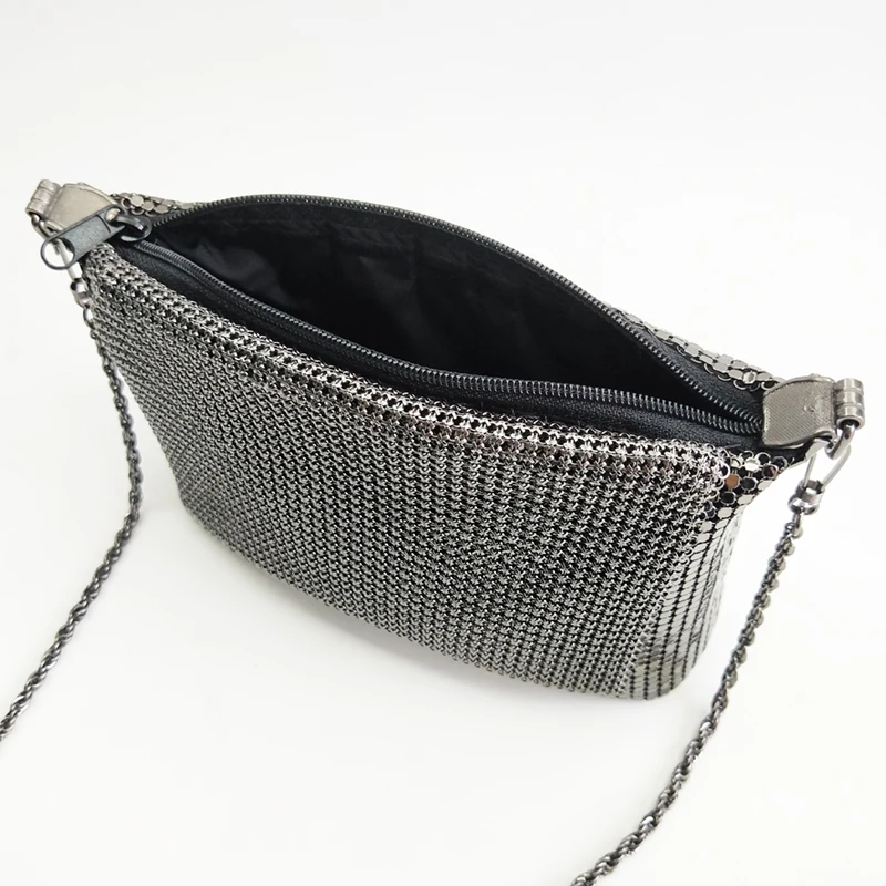 2020 Trendy Design Women Clutch Metallic Copper Sequin Chainmail Metal Mesh Evening Bag