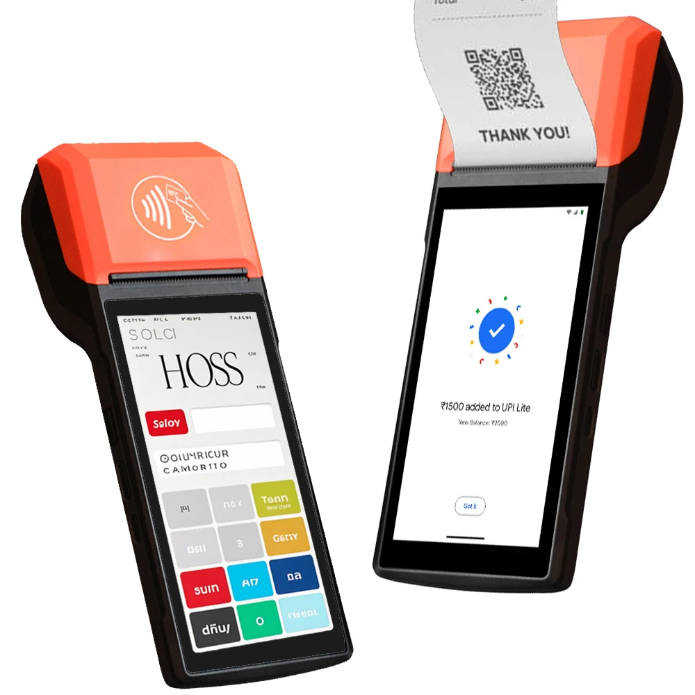Android 14 мобильный NFC-ридер Оплата с сенсорным экраном портативный POS-терминал термопринтером 58 мм R330 Plus