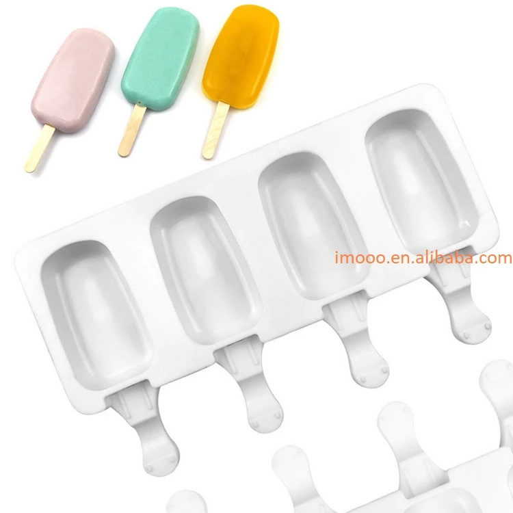 Factory Price Silicone Ice Cream Mold 4 Oval DIY Popsicle Mold OEM Design Creative Kitchen Tools Ice Cream Makers