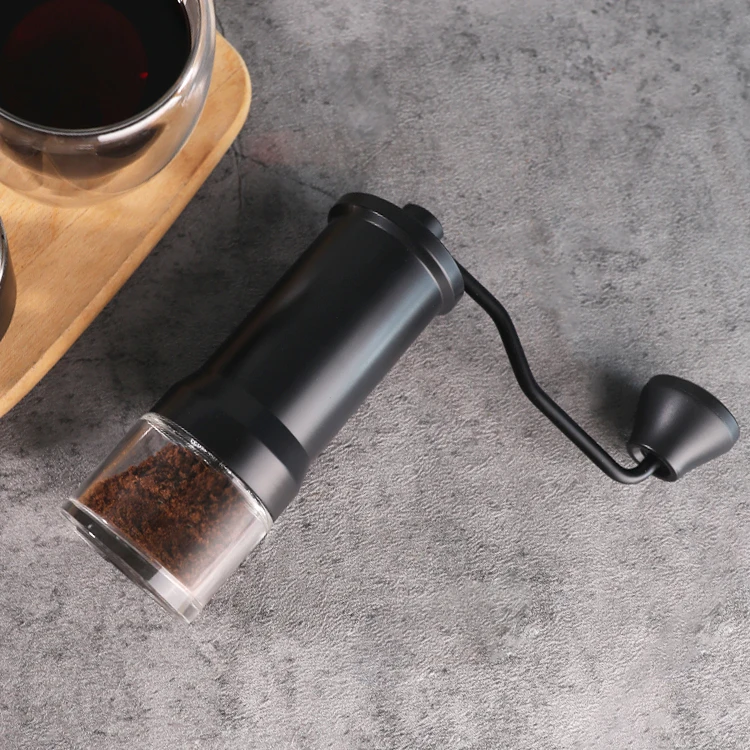 Minimalist Adjustable Coffee Bean Grinder Steel Burr Portable Manual Hand Coffee Grinder with Glass Jar