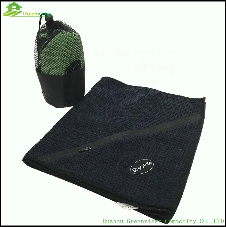 
Sports towel with zip pocket 80 polyester 20 polyamide microfiber towel gym towel with pocket 