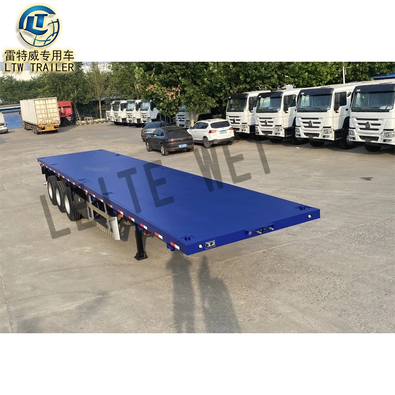 China manufacturer 3 axle 20ft 40ft 60 ton flatbed trailers container transport flat bed semi trailers for sale