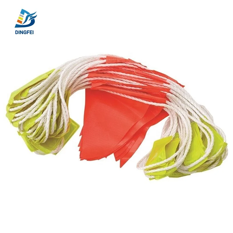 Изготовленный на заказ Оранжевый треугольный флажок предупреждающий знак безопасности с отражающими метками сверхпрочная веревка