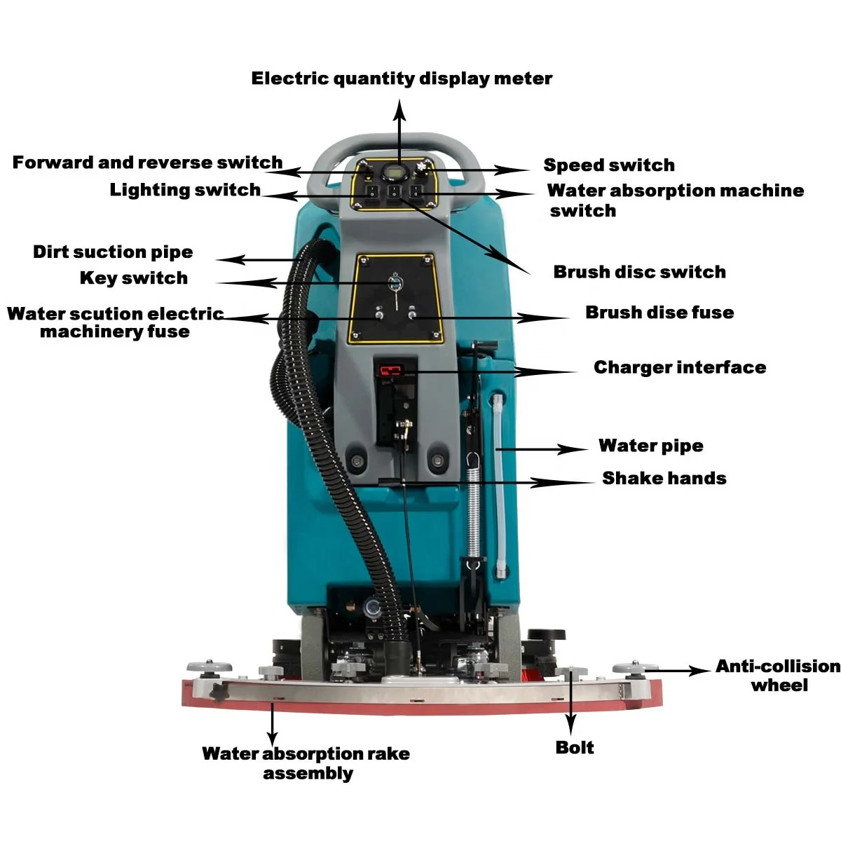 Industrial Cordless Floor Scrubber Tile Electric Motor Drive