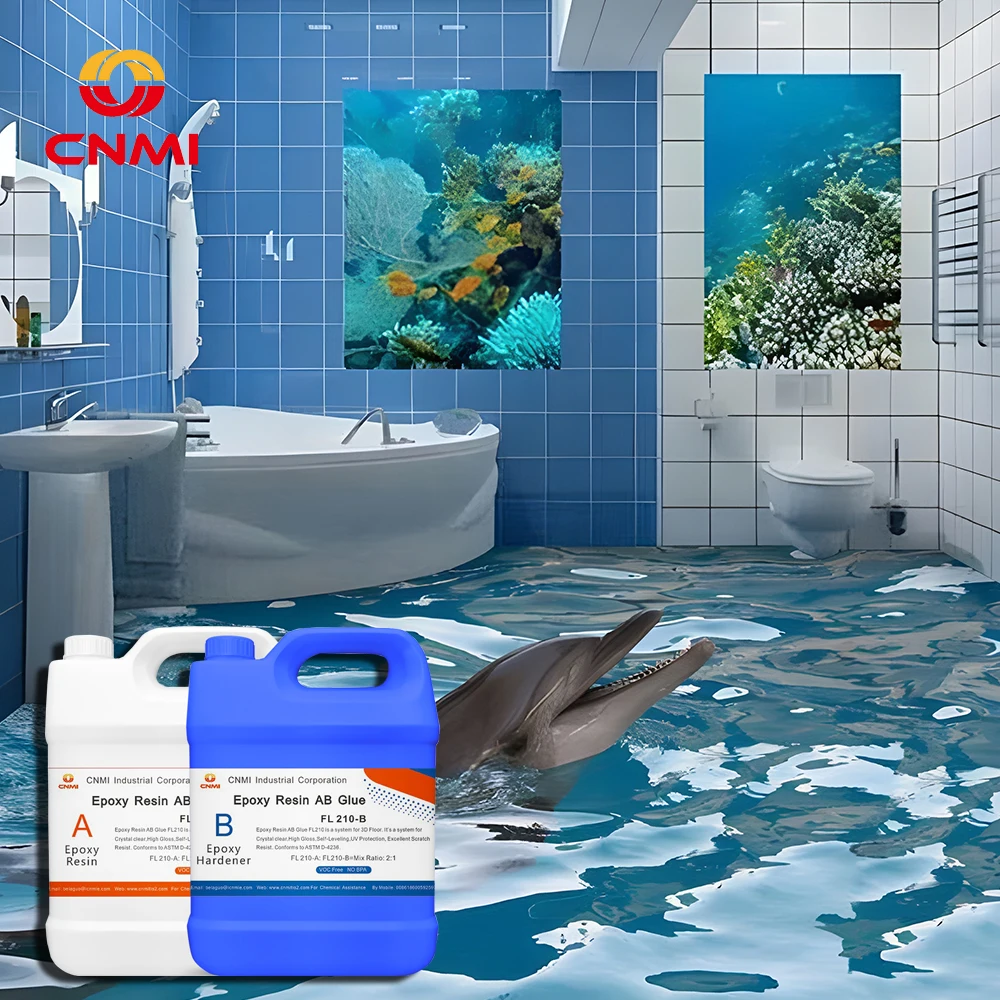 CNMI hot sale Epoxy Resin Two Component AB Glue FL100 2:1 by volume Clear Epoxy Floor Coating for 3D Floor