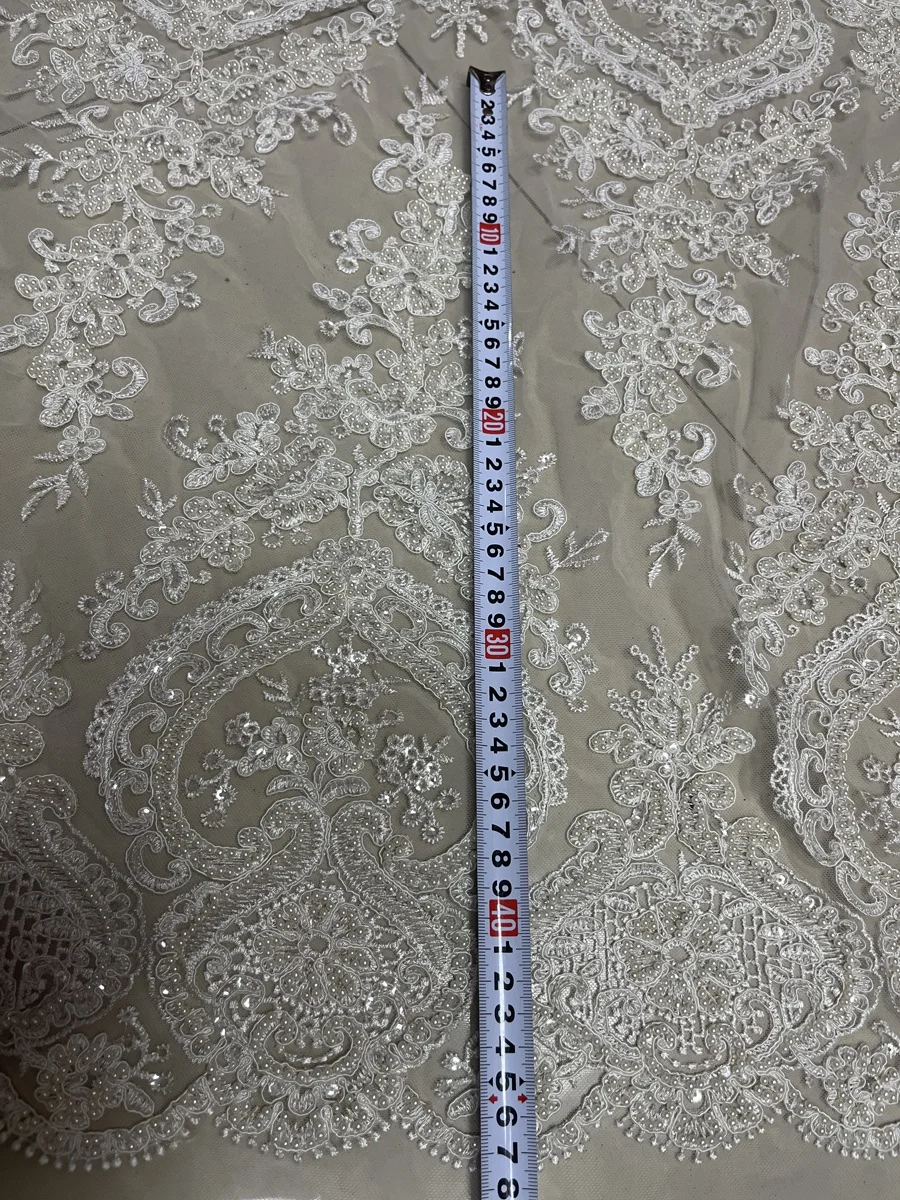 Необычная Свадебная кружевная отделка из бисера/ручная вышивка бусинами и блестками свадебная для платьев