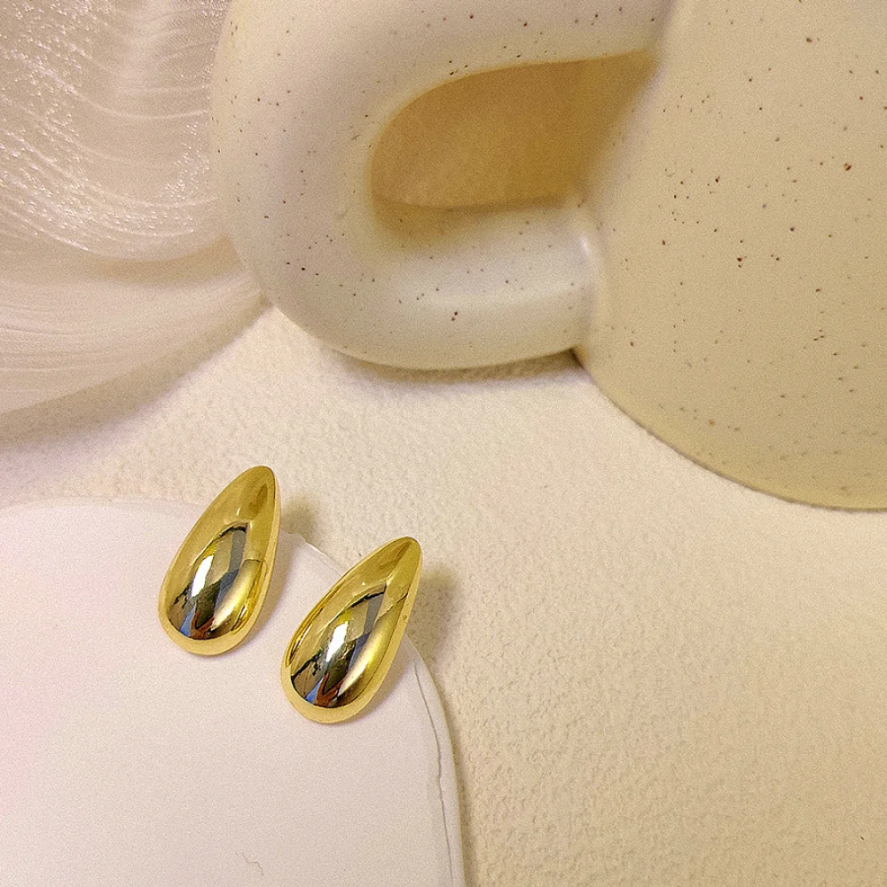 Vintage Luxury Jewelry Women Party Accessories Retro Pvd Gold Teardrop Water Drop Earrings