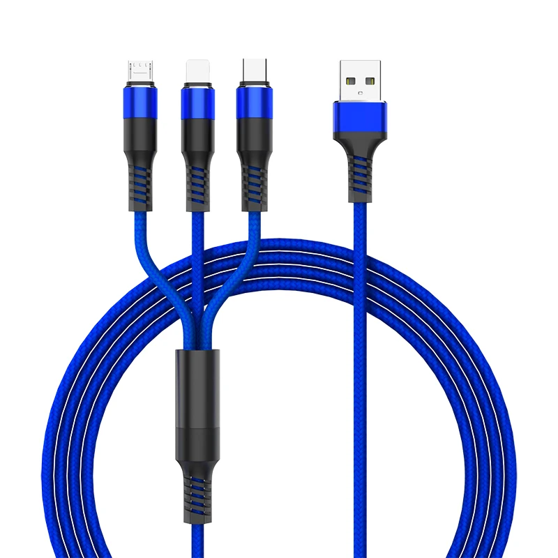 3 in 1 fast charging 2.5A multi charger usb cable 120cm 3in1 micro usb type-c usb c cable for huawei samsung S6 for iphone 12