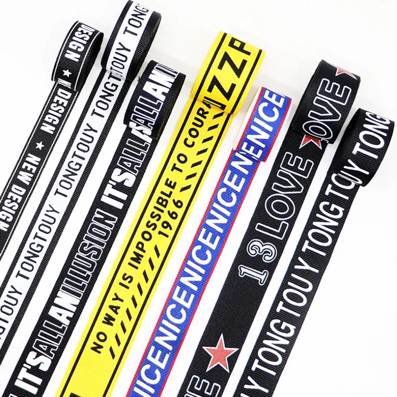manufacturer custom logo 25mm 38mm 50mm decoration clothing nylon print jacquard polyester tape for garment safety belt webbing