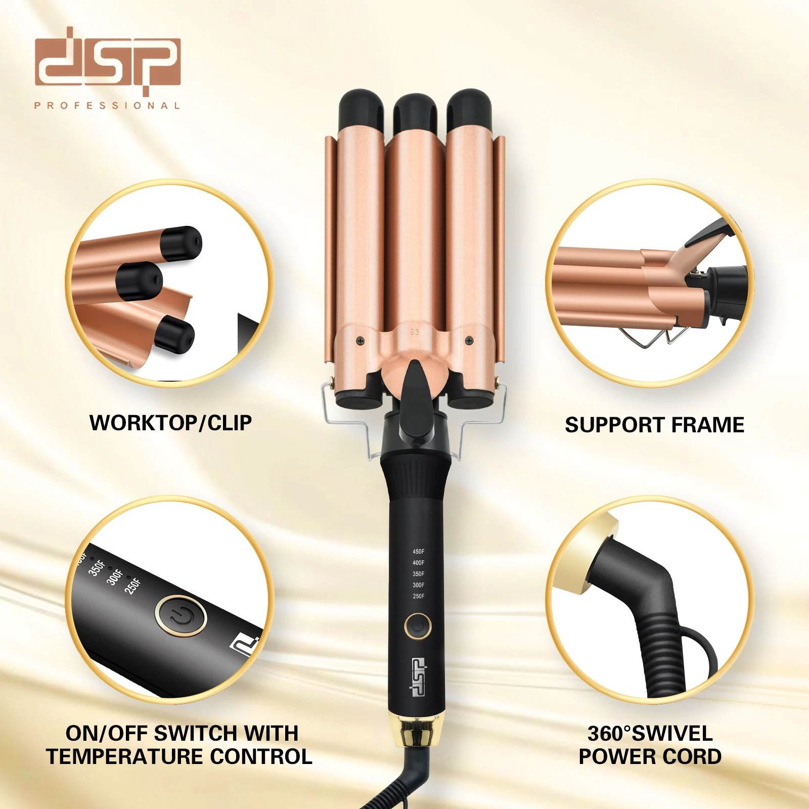 DSP High-power Hair Curler LCD Display 3 Barrel Waver Curling Wand Hair Fast Heating Temperature Adjustable Hair Curling Iron