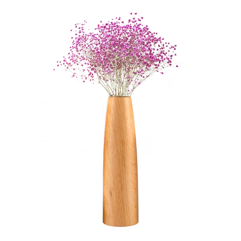 Natural Wooden Flower Vases Bamboo Shape Home Decoration Table Centerpiece Ideal Gift Decor Wood Vase